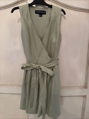 Ellen Tracy Sage Green Sleeveless Wrap Dress